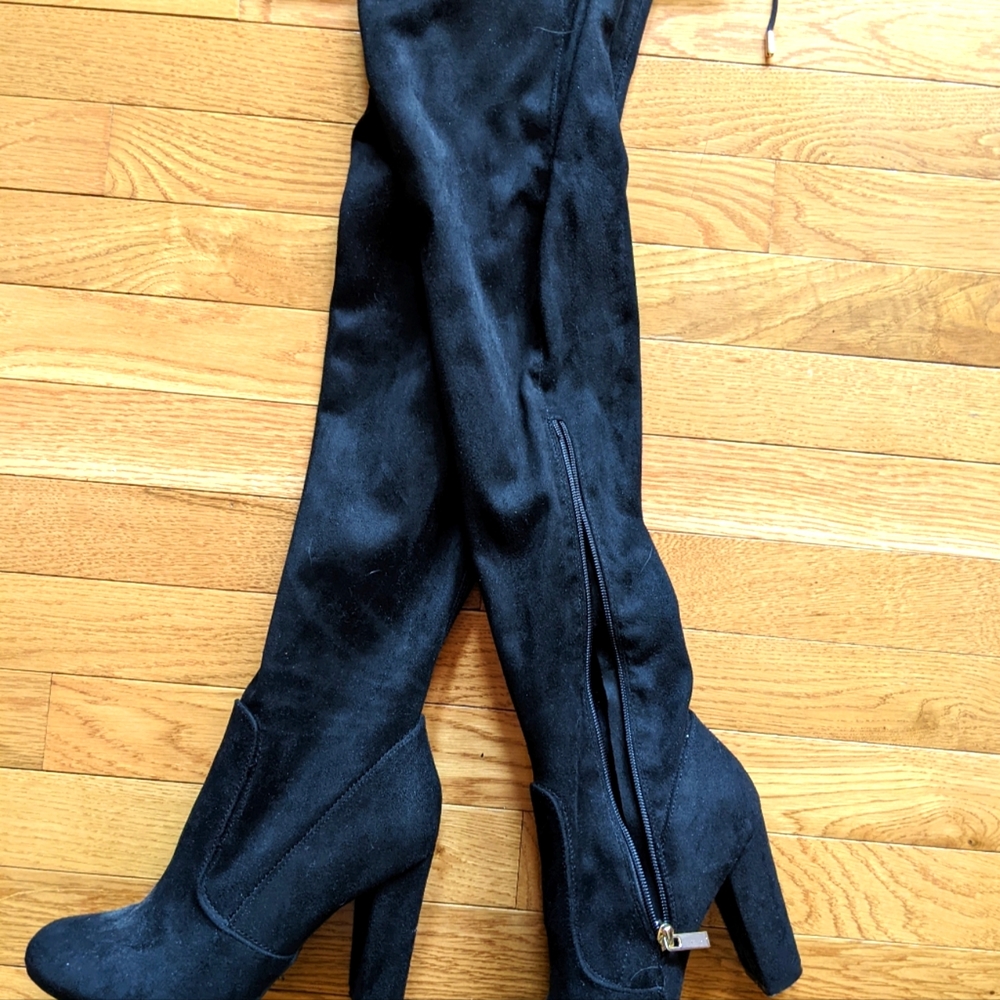 GC over the knee black suede boots